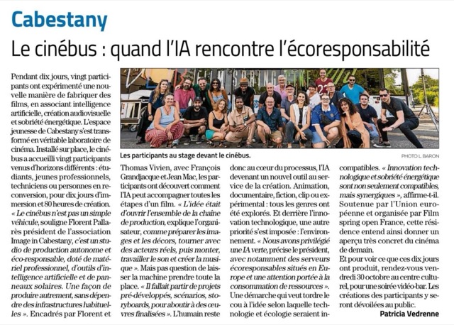 Artikel „Le cinébus : quand l’IA rencontre l’écoresponsabilité“ (Patricia Vedrenne), auf Französisch
